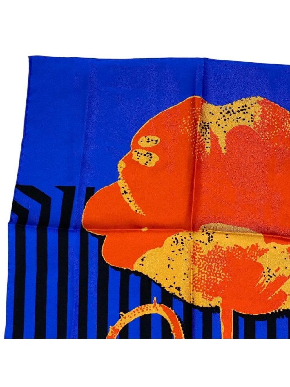 Dior Scarf Shawl D-flower Pop Silk 100% Blue Green Orange Gorgeous Feminine - Picture 4 of 8